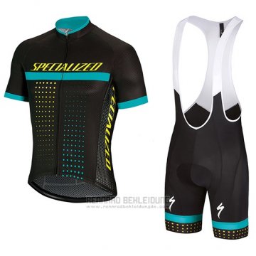 2018 Fahrradbekleidung Specialized Shwarz Blau Trikot Kurzarm und Tragerhose