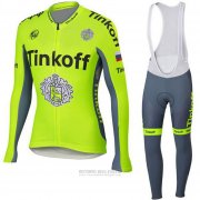 2018 Fahrradbekleidung Tinkoff Gelb Trikot Langarm und Tragerhose