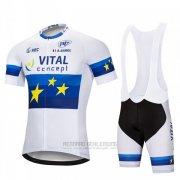 2018 Fahrradbekleidung Vital Concept Wei Blau Trikot Kurzarm Tragerhose