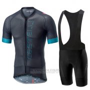 2019 Fahrradbekleidung Castelli Climber's 2.0 Shwarz Azurblau Trikot Kurzarm und Overall