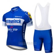 2019 Fahrradbekleidung Deceuninck Quick Step Blau Wei Trikot Kurzarm und Tragerhose