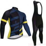 2019 Fahrradbekleidung Specialized Shwarz Blau Gelb Trikot Langarm und Tragerhose