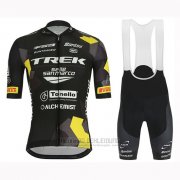 2019 Fahrradbekleidung Trek Selle San Marco Shwarz Gelb Trikot Kurzarm und Tragerhose