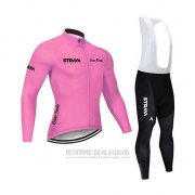 2020 Fahrradbekleidung STRAVA Rosa Trikot Langarm und Tragerhose