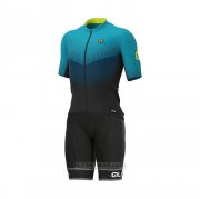 2021 Fahrradbekleidung ALE Blau Grun Trikot Kurzarm und Tragerhose