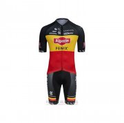 2021 Fahrradbekleidung Alpecin Fenix Champion Belgien Trikot Kurzarm und Tragerhose