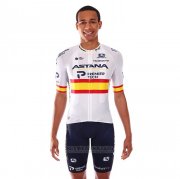 2021 Fahrradbekleidung Astana Champion Spanien Trikot Kurzarm und Tragerhose