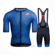 2021 Fahrradbekleidung Castelli Blau Trikot Kurzarm und Tragerhose