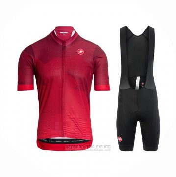 2021 Fahrradbekleidung Castelli Tief Rot Trikot Kurzarm und Tragerhose