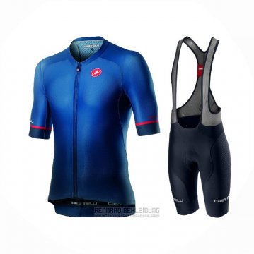 2021 Fahrradbekleidung Castelli Tief Shwarz Blau Trikot Kurzarm und Tragerhose