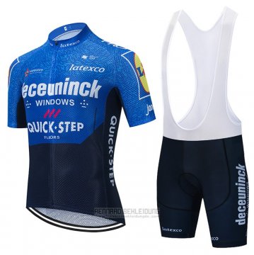 2021 Fahrradbekleidung Deceuninck Quick Step Blau Volett Trikot Kurzarm und Tragerhose