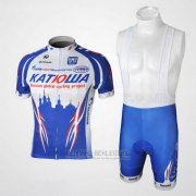 2010 Fahrradbekleidung Katusha Blau und Blau Trikot Kurzarm und Tragerhose