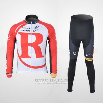 2011 Fahrradbekleidung Radioshack Wei und Rot Trikot Langarm und Tragerhose