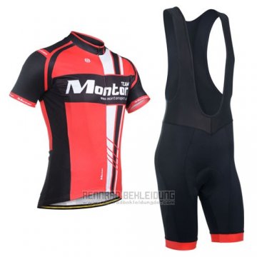 2014 Fahrradbekleidung Monton Shwarz und Rot Trikot Kurzarm und Tragerhose