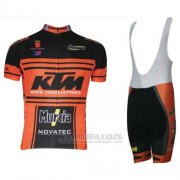 2015 Fahrradbekleidung Ktm Shwarz und Orange Trikot Kurzarm und Tragerhose