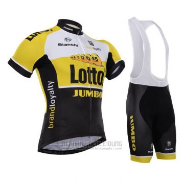 2015 Fahrradbekleidung Lotto NL Jumbo Gelb Trikot Kurzarm und Tragerhose