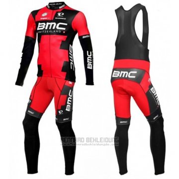 2016 Fahrradbekleidung BMC Shwarz und Rot Trikot Langarm und Tragerhose