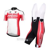 2016 Fahrradbekleidung Ducati Wei und Rot Trikot Kurzarm und Tragerhose