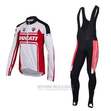 2016 Fahrradbekleidung Ducati Wei und Rot Trikot Langarm und Tragerhose