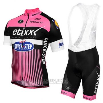 2016 Fahrradbekleidung Etixx Quick Step Rosa und Shwarz Trikot Kurzarm und Tragerhose