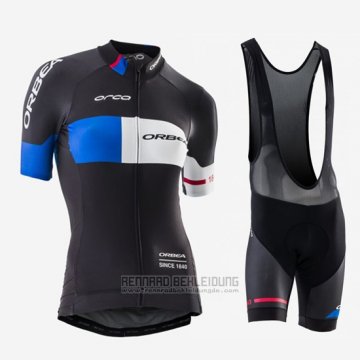 2016 Fahrradbekleidung Frau Orbea Blau und Shwarz Trikot Kurzarm und Tragerhose