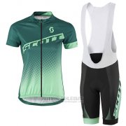 2016 Fahrradbekleidung Frau Scott Grun und Wei Trikot Kurzarm und Tragerhose