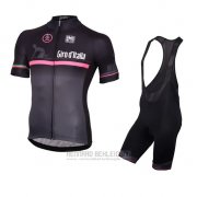 2016 Fahrradbekleidung Giro D'italien Shwarz und Rot Trikot Kurzarm und Tragerhose