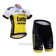 2016 Fahrradbekleidung Lotto NL Jumbo Wei und Gelb Trikot Kurzarm und Tragerhose