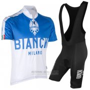 2017 Fahrradbekleidung Bianchi Milano Blau Trikot Kurzarm und Tragerhose