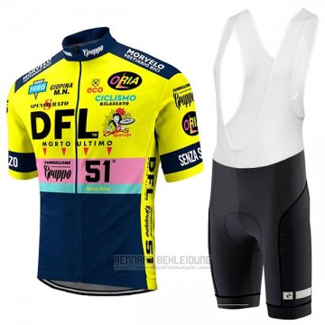 2017 Fahrradbekleidung DFL Gelb Trikot Kurzarm und Tragerhose