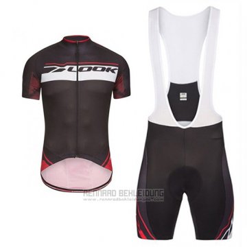 2017 Fahrradbekleidung Look Pro Equipo Shwarz und Rot Trikot Kurzarm und Tragerhose