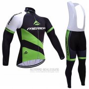 2017 Fahrradbekleidung Merida Shwarz und Grun Trikot Langarm und Tragerhose