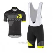 2017 Fahrradbekleidung Scott Gelb und Shwarz Trikot Kurzarm und Tragerhose