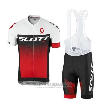 2017 Fahrradbekleidung Scott Rot und Wei Trikot Kurzarm und Tragerhose