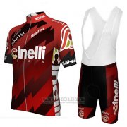 2018 Fahrradbekleidung Cinelli Chrome Dunkel und Rot Trikot Kurzarm und Tragerhose