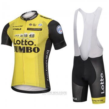 2018 Fahrradbekleidung Lotto NL Jumbo Gelb Trikot Kurzarm und Tragerhose