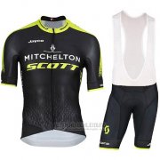 2018 Fahrradbekleidung Mitchelton Scott Shwarz Trikot Kurzarm und Tragerhose