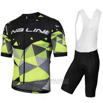 2018 Fahrradbekleidung Nalini Ahs Discesa Shwarz und Grun Trikot Kurzarm und Tragerhose