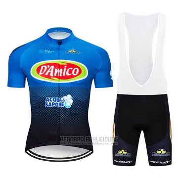 2019 Fahrradbekleidung D'amico Blau Wei Trikot Kurzarm und Overall