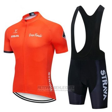 2019 Fahrradbekleidung STRAVA Orange Trikot Kurzarm und Tragerhose