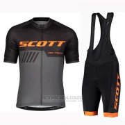2019 Fahrradbekleidung Scott Shwarz Grau Trikot Kurzarm und Tragerhose
