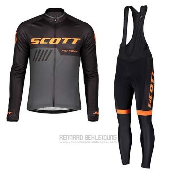 2019 Fahrradbekleidung Scott Shwarz Grau Trikot Langarm und Tragerhose