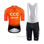 2020 Fahrradbekleidung CCC Sprandi Orange Shwarz Trikot Kurzarm und Tragerhose