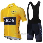 2020 Fahrradbekleidung INEOS Gelb Shwarz Trikot Kurzarm und Tragerhose