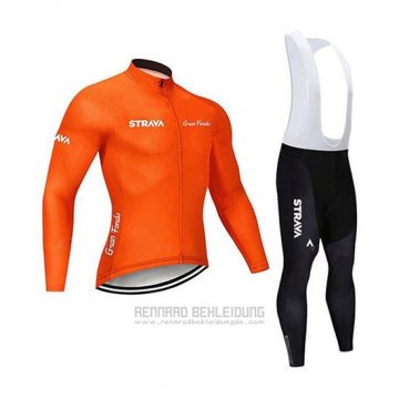 2020 Fahrradbekleidung STRAVA Orange Trikot Langarm und Tragerhose