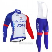 2021 Fahrradbekleidung Groupama-FDJ Blau Wei Rot Trikot Langarm und Tragerhose