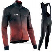 2021 Fahrradbekleidung Northwave Shwarz Rot Trikot Langarm und Tragerhose