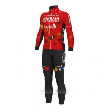 2022 Fahrradbekleidung Bahrain Victorious Rot Trikot Langarm und Tragerhose