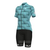 2022 Fahrradbekleidung Frau ALE Licht Grun Trikot Kurzarm und Tragerhose