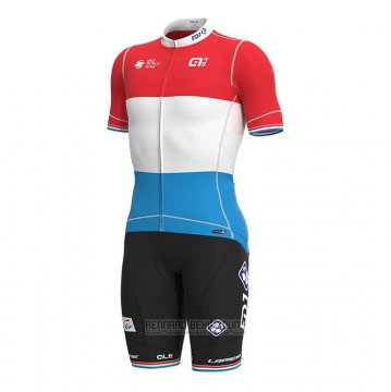 2022 Fahrradbekleidung Groupama-FDJ Rot Luxembourg Champion Trikot Kurzarm und Tragerhose